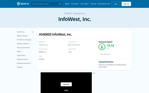 AS40603 InfoWest, Inc. - IPinfo.io