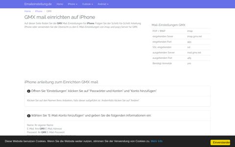 iPhone GMX mail setup | Mail Einstellungen