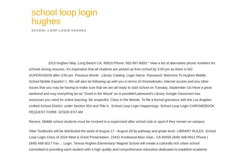 school loop login hughes
