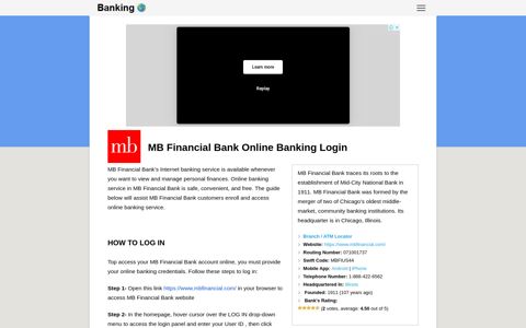 MB Financial Bank Online Banking Login - BankingLogin.US