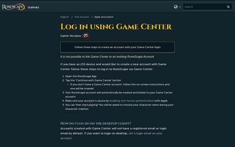 Log in using Game Center – Support