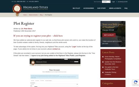 Plot Register - Highland Titles