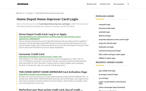 Home Depot Home Improver Card Login ❤️ One Click Access