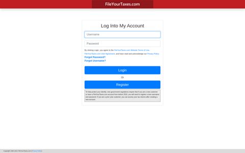 Log in to My Account - FileYourTaxes.com : Login