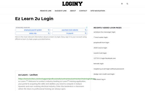 Ez Learn 2u Login ✔️ One Click Login - Loginy