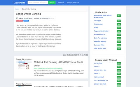 Login Genco Online Banking or Register New Account