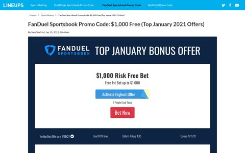 FanDuel Sportsbook December 2020 Promo Code: $1,000 ...