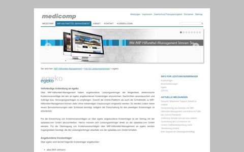 MIP - Anbindung an egeko - Kostenträger - medicomp GmbH