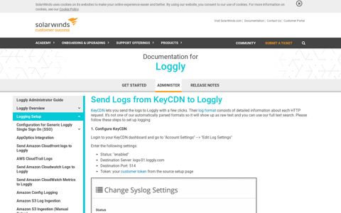 Send Logs from KeyCDN to Loggly - SolarWinds Documentation