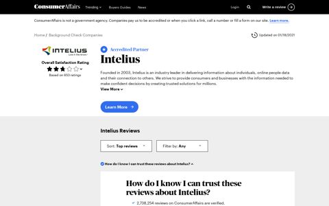 Top 652 Intelius Reviews - ConsumerAffairs.com