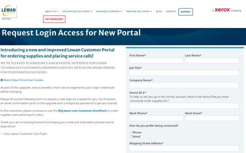 Request Login Access for New Lewan Customer Portal