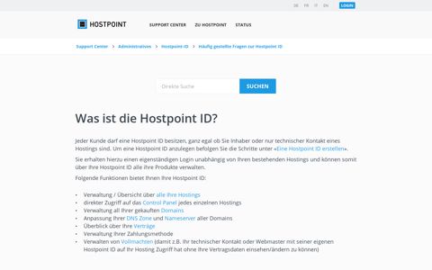 Was ist die Hostpoint ID? - Hostpoint Support Center