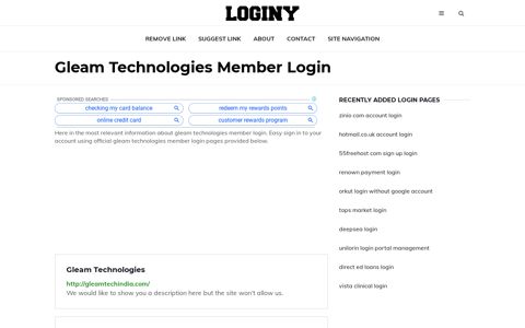 Gleam Technologies Member Login ✔️ One Click Login
