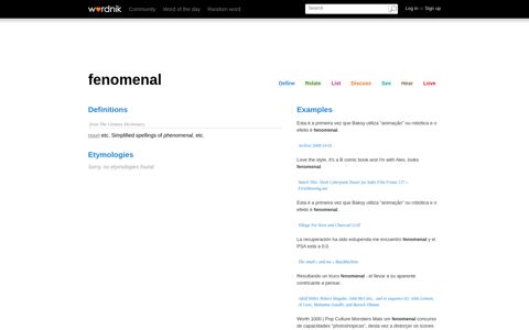 fenomenal - definition and meaning - Wordnik