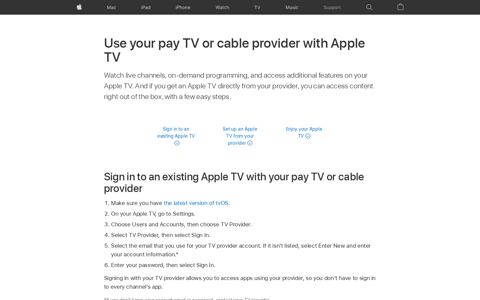 Use your pay TV or cable provider with Apple TV - Apple ...