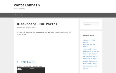 Blackboard Isu - Isu Portal - PortalsBrain - Portal Database