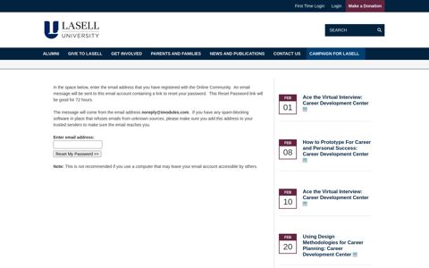 Lasell University - Reset Password