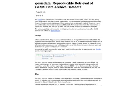 gesisdata: Reproducible Retrieval of GESIS Data Archive ...