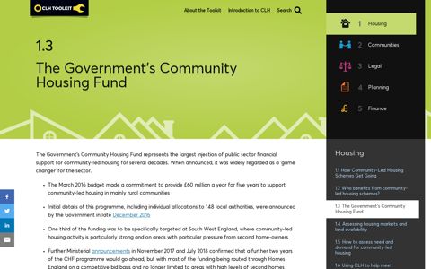 The Government's Community Housing Fund | CLH Toolkit