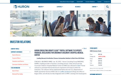 Huron Consulting Group's Click™ Portal Software to Expedite ...