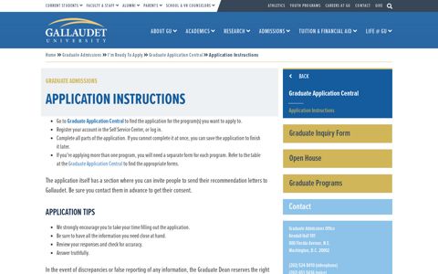Application Instructions – Gallaudet University