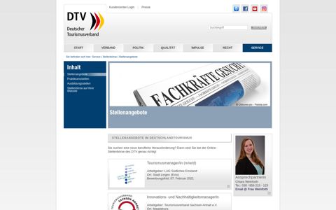DTV Online-Stellenbörse | Stellenangebote der DTV-Mitglieder