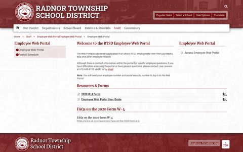 Employee Web Portal - Radnor Township School District