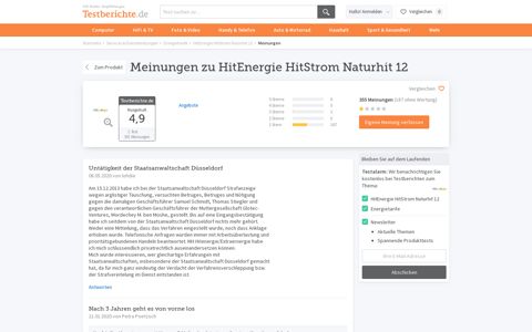 Meinungen zu HitEnergie HitStrom Naturhit 12 | Testberichte.de