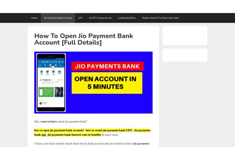 [2Steps] Open Jio Payment Bank Account Online In 2020