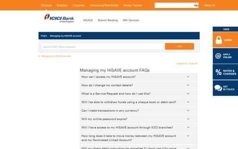 Managing my HiSAVE account FAQs - ICICI Bank UK