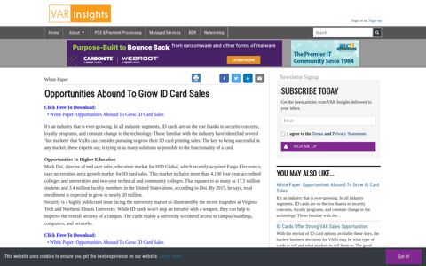 Opportunities Abound To Grow ID Card Sales - VARinsights