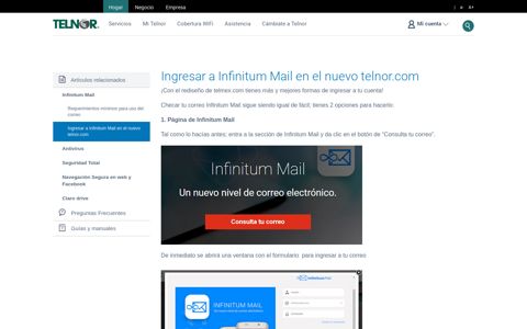 Ingresar a Infinitum Mail - Telnor