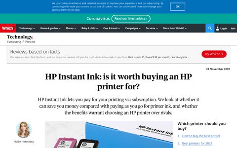 HP Instant Ink Vs Other Types Of Printer Ink - Which.co.uk