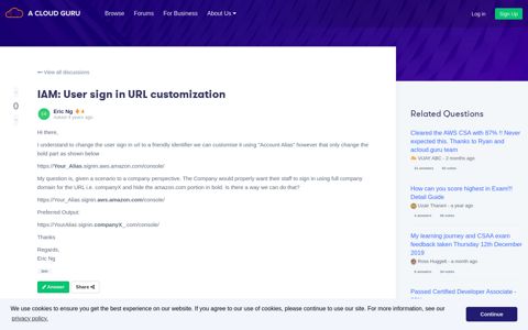 IAM: User sign in URL customization - A Cloud Guru