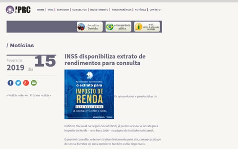 INSS disponibiliza extrato de rendimentos para consulta » IPRC