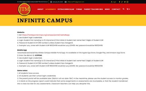 Infinite Campus | JT Moore Middle School PTO