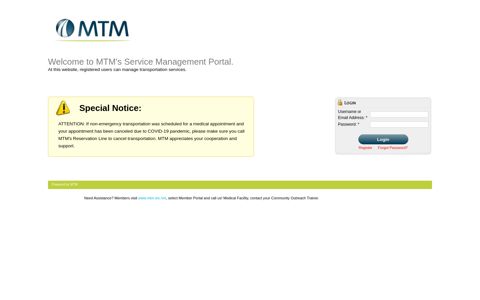 MTM Service Management Portal Login