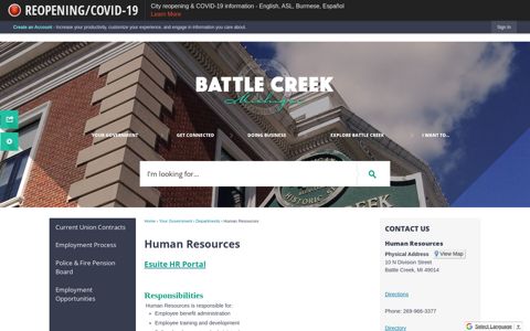 Human Resources | Battle Creek, MI - City of Battle Creek