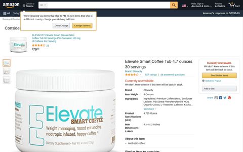 Elevate Smart Coffee Tub 4.7 ounces 30 servings - Amazon.com