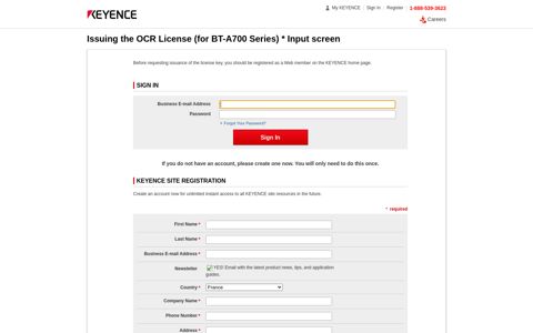 Issuing the OCR License (for BT-A700 Series ... - Keyence