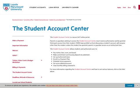The Student Account Center - Loyola Marymount University