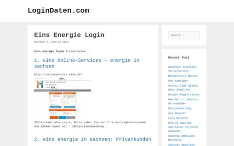 Eins Energie - Eins Online-Services - Energie In Sachsen