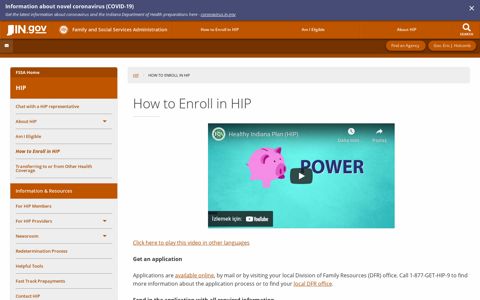 FSSA: HIP: How to Enroll in HIP - IN.gov