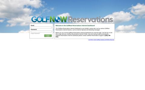 GolfNow Reservations Internet Dashboard - Login