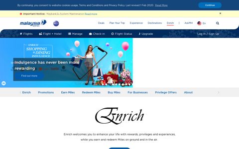 Enrich Miles - Malaysia Airlines