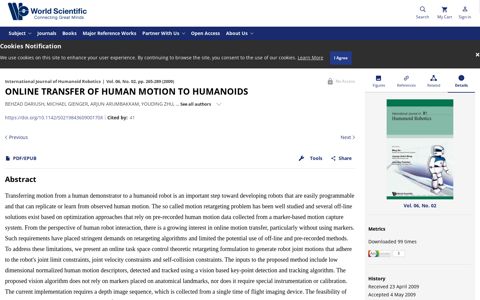 ONLINE TRANSFER OF HUMAN MOTION TO HUMANOIDS ...