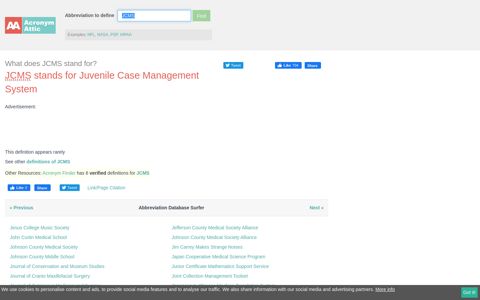 JCMS - Juvenile Case Management System | AcronymAttic