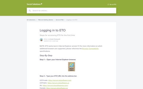 Logging in to ETO | ETO Help Center - Social Solutions