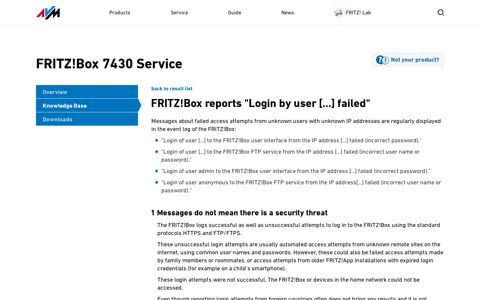 Box reports "Login by user [...] failed" | FRITZ!Box 7430 - AVM