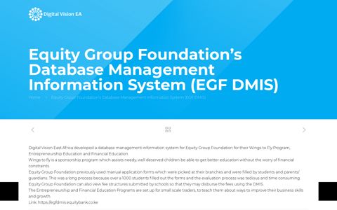 Equity Group Foundation's Database Management ...